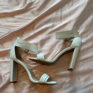 Charlotte Russe White Ankle-Strap Block Heels